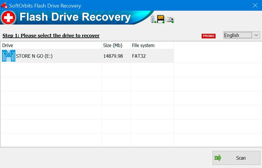 SoftOrbits Flash Drive Recovery ஸ்கிரீன் மாற்றம்.